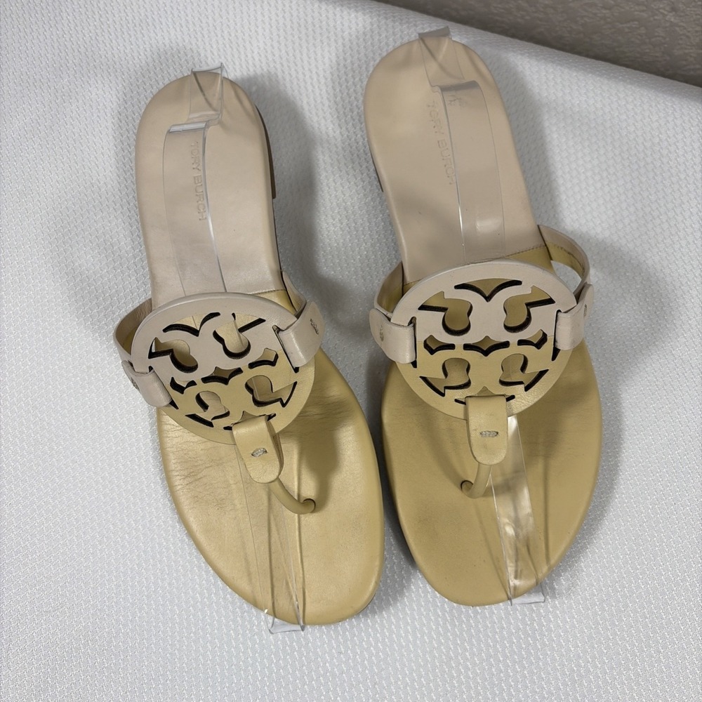 TORY BURCH Soft Miller Sandals Bicolor Sweet Corn New Ivory 9M